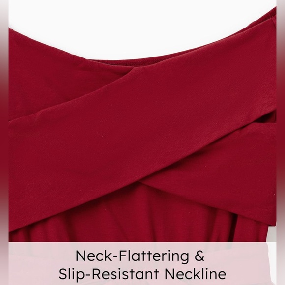 NWT Women’s PatPat Off Shoulder Red Christmas Midi Dress Size Medium - Picture 2 of 4